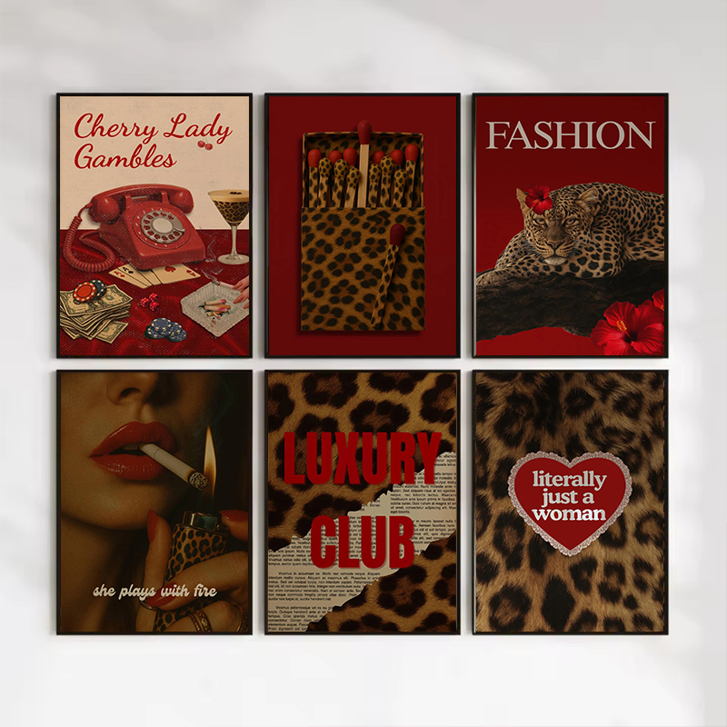 Vintage Vogue Fashion Poster - لوحة فنية جدارية بتصميم صندوق أعواد