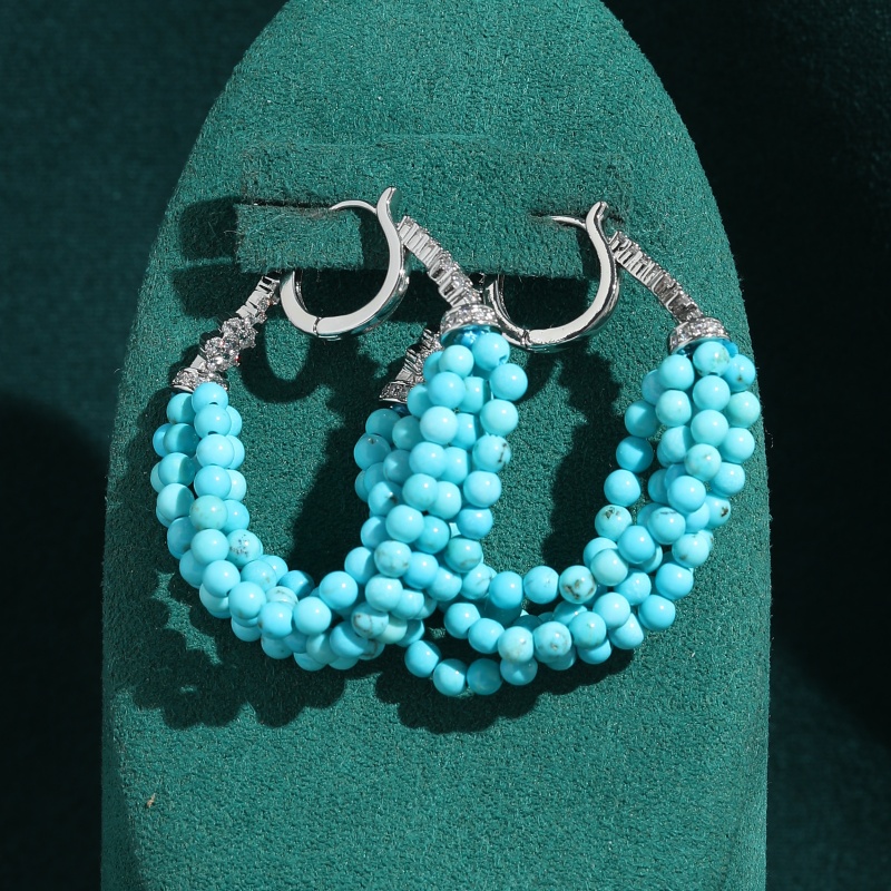 Vintage Fashion Jewelry Brands - أقراط نصف دائرية عتيقة من الفيروز