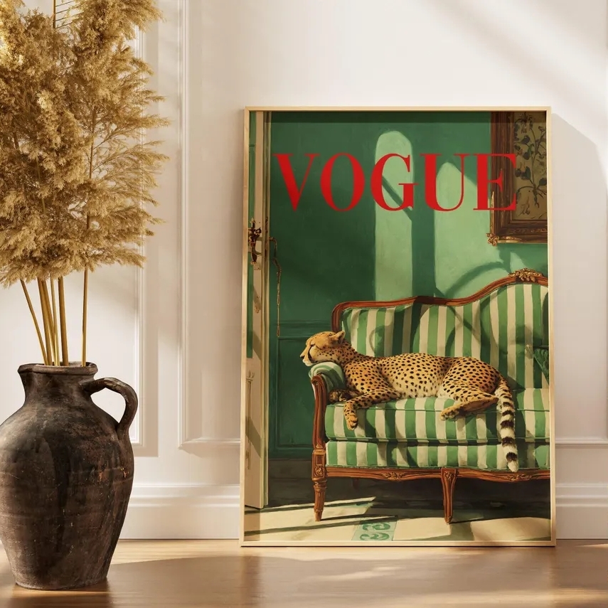 لوحة فنية جدارية عتيقة بتصميم  - مراجعة Vintage Vogue Fashion Poster وسعره