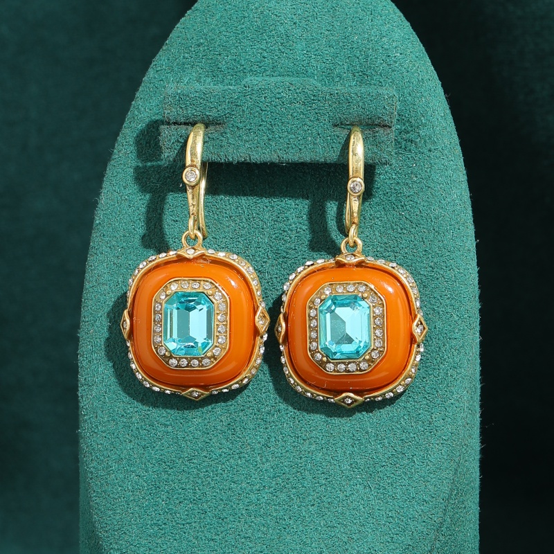 أقراط مربعة الشكل من الزجاج ال - مراجعة Vintage Fashion Jewelry Brands وسعره